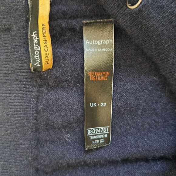 Autograph Marks & Spencer Pure 100% Cashmere Womens 18 Wide Leg Pants Navy - Picture 10 of 11